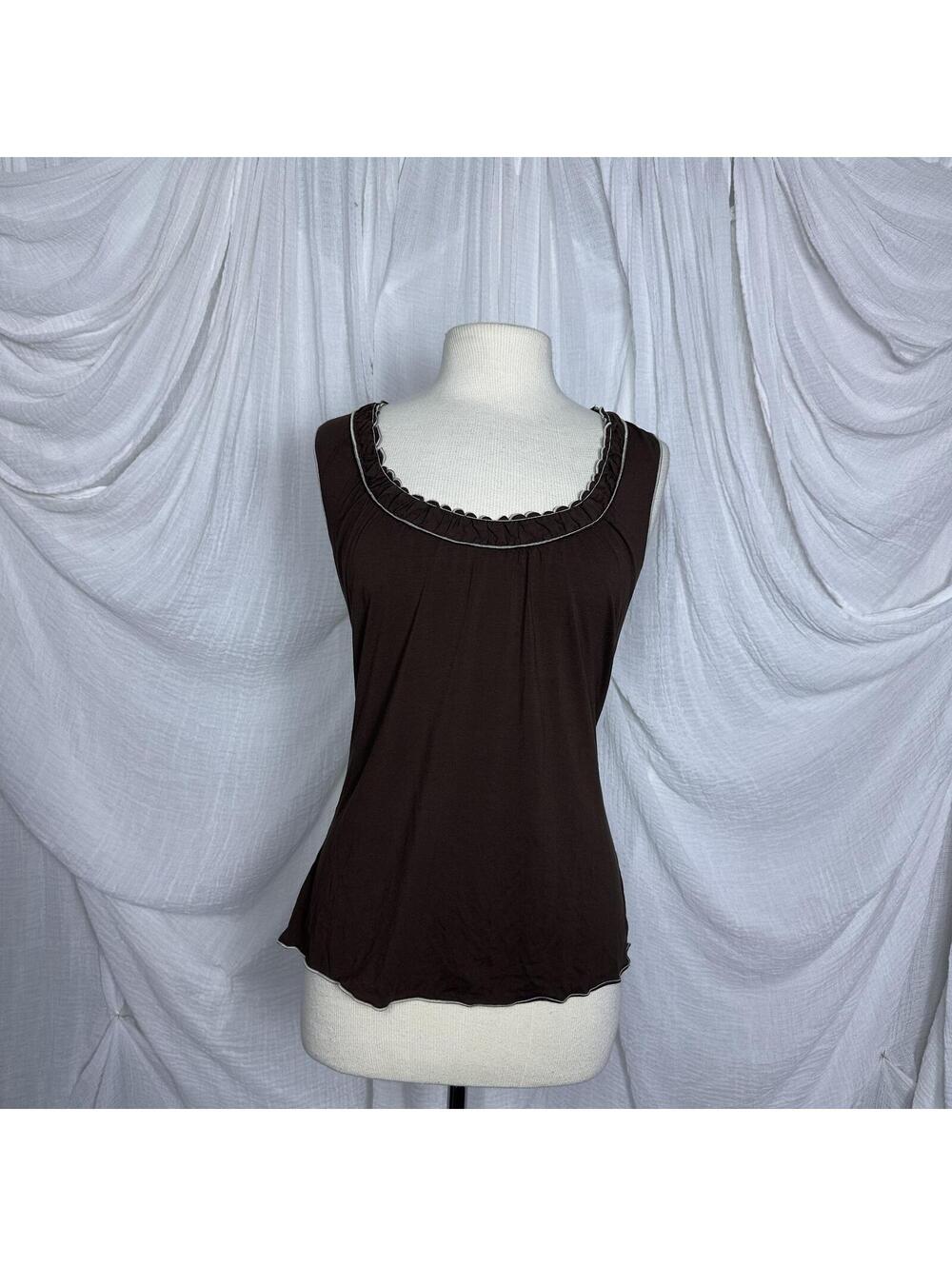 Y2k Indie Boho Max Studio Brown Sleeveless Top Size M